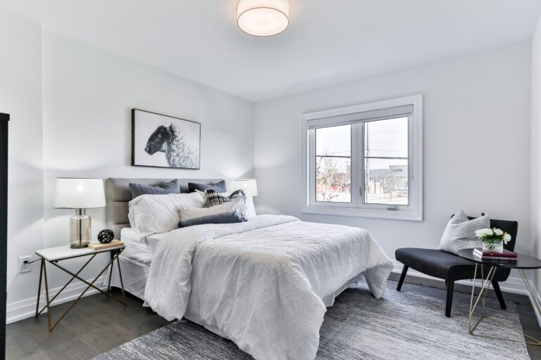 Clean and comfortable bedroom in a residential treatment setting promoting rest, healing, recovery, and overall wellness